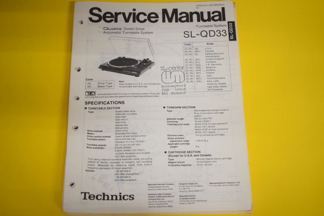 Technics SLQD33 Turntable Service Manual